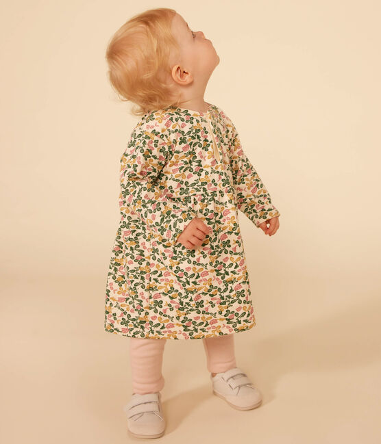 Vestido de manga larga de túbico y leggings de algodón para bebé blanco AVALANCHE/ MULTICO
