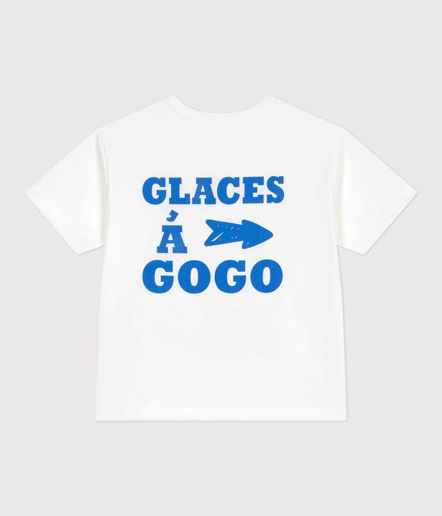 Camiseta infantil de manga corta de algod&oacute;n blanco