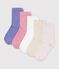 5 pares de calcetines infantiles lisos de algod&oacute;n multicolor