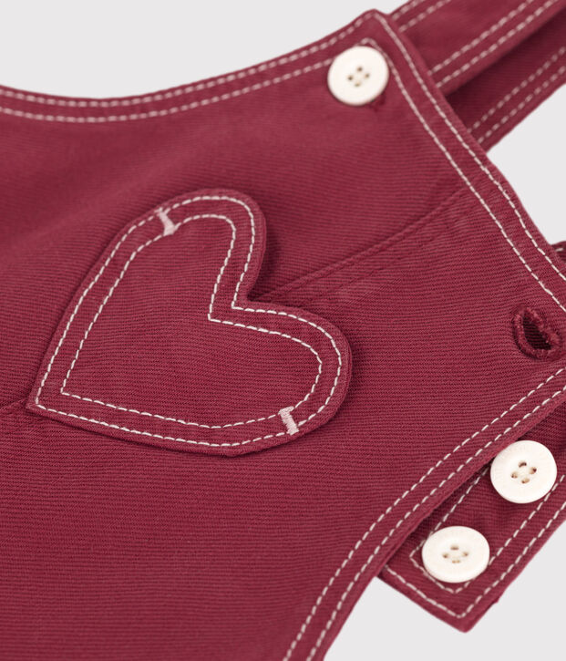 Peto largo de tejido denim de color para beb&eacute; rojo