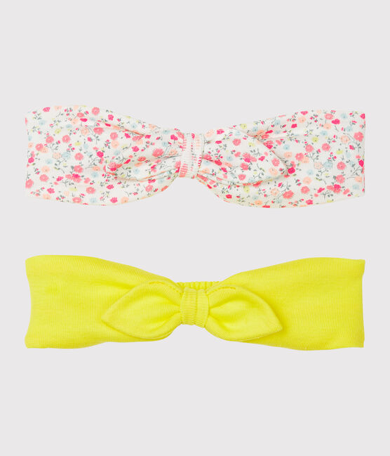 Lote de 2 diademas para el pelo lisa y estampada de bebé niña variante 1