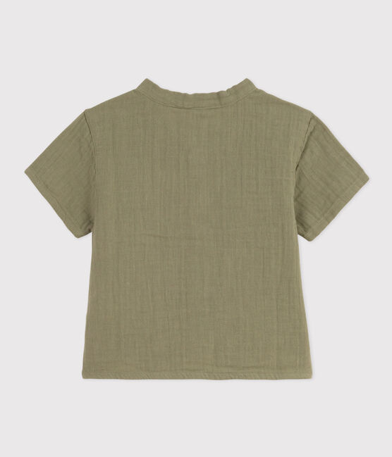 Camisa de manga corta de gasa de algodón para bebé verde MARECAGE