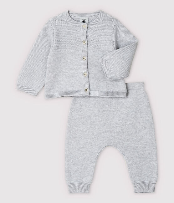 Conjunto de 2 prendas grises de bebé en punto de algodón ecológico gris POUSSIERE CHINE