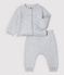 Conjunto de 2 prendas grises de bebé en punto de algodón ecológico gris POUSSIERE CHINE