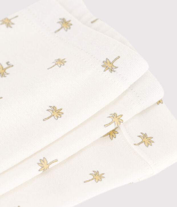 Leggings de algod&oacute;n con estampado de flores para beb&eacute; blanco/gris