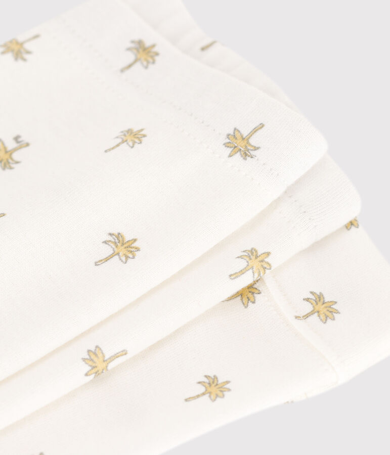 Leggings de algod&oacute;n con estampado de flores para beb&eacute; blanco/gris