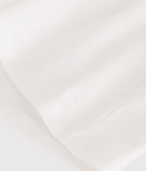 Camiseta infantil lisa de manga corta de algodón con cuello blanco MARSHMALLOW