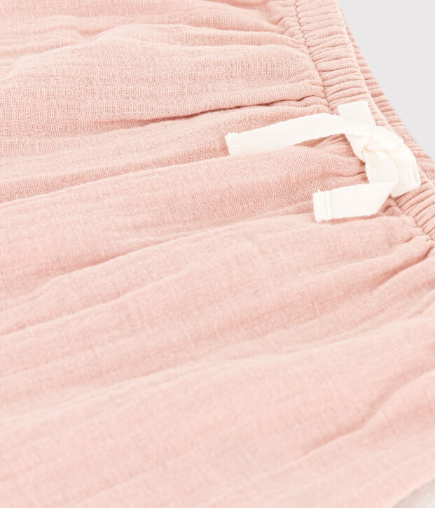 Pantal&oacute;n de gasa de algod&oacute;n para beb&eacute; rosa