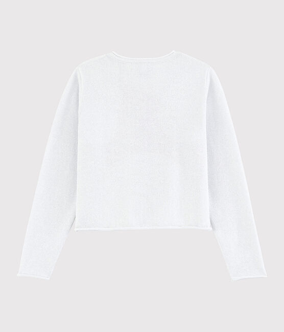 Cárdigan de algodón para niña blanco MARSHMALLOW/gris ARGENT