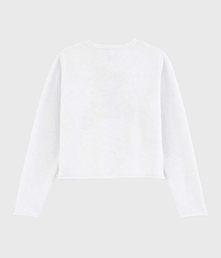 C&aacute;rdigan de algod&oacute;n para ni&ntilde;a blanco/gris