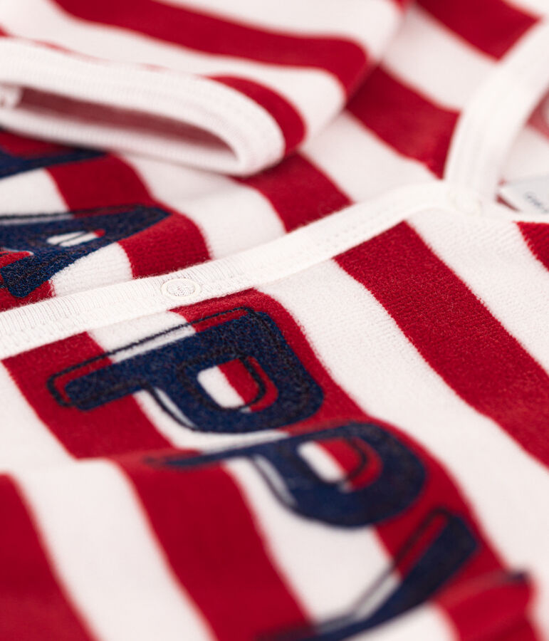 Pelele de terciopelo de beb&eacute; rojo/blanco