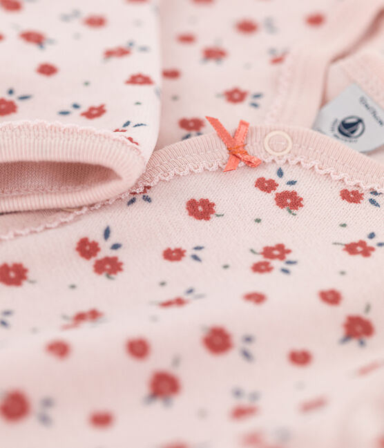 Pelele de terciopelo con flor para bebé rosa SALINE/blanco MULTICO