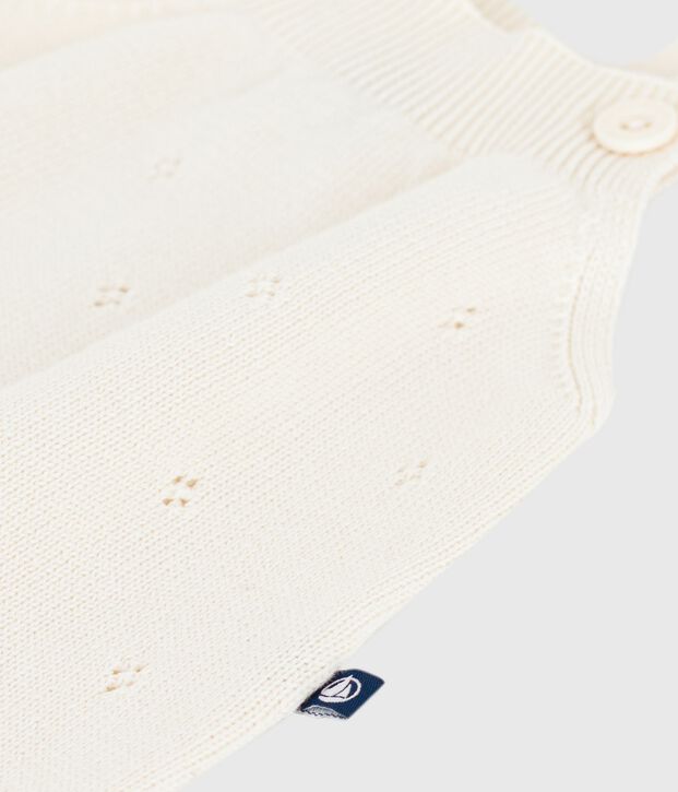 Pelele corto de punto tricotado de algod&oacute;n calado para beb&eacute; MILK