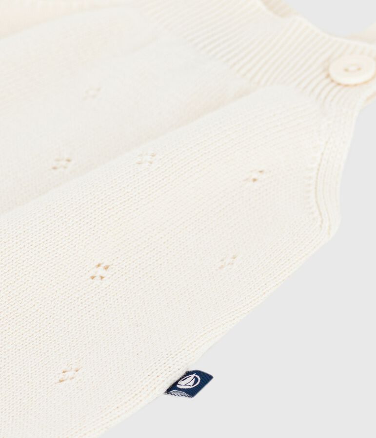 Pelele corto de punto tricotado de algod&oacute;n calado para beb&eacute; crudo