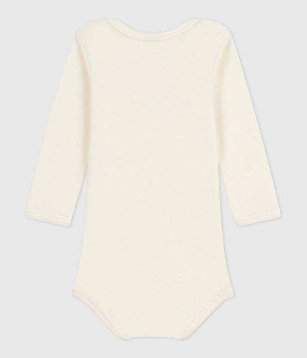 Body de lana y algod&oacute;n de manga larga para beb&eacute; beige