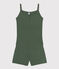 Pijama corto y top liso de algodón y lyocell de mujer verde CROCO