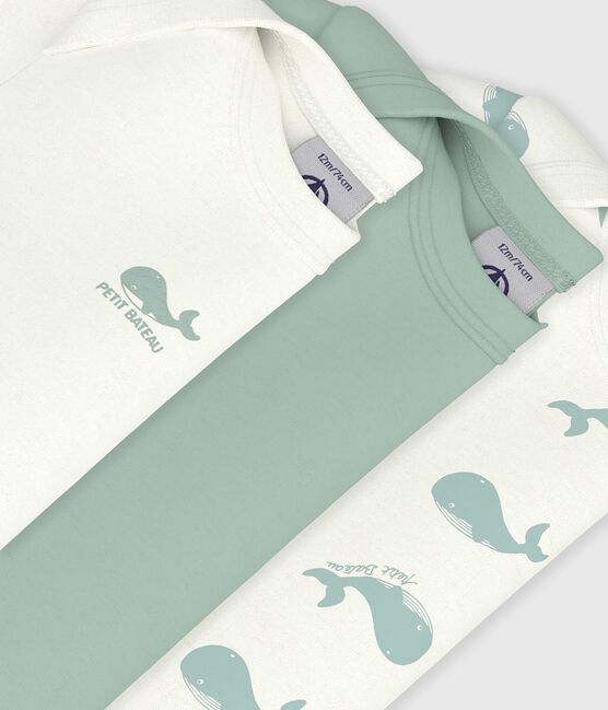 Juego de bodies de algodón de manga corta con estampado de ballenas para bebé variante 1