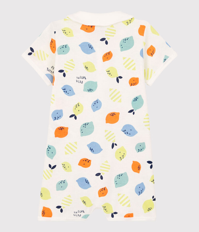 Mono corto de lim&oacute;n de beb&eacute; de algod&oacute;n biol&oacute;gico blanco/multicolor