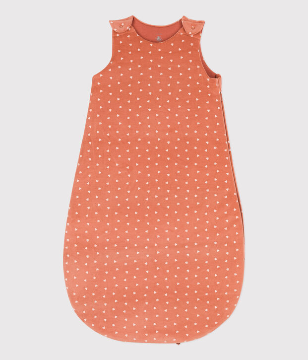 SACO DE TERCIOPELO TOG 2 CON CORAZONES PARA BEB&Eacute; rosa/crudo