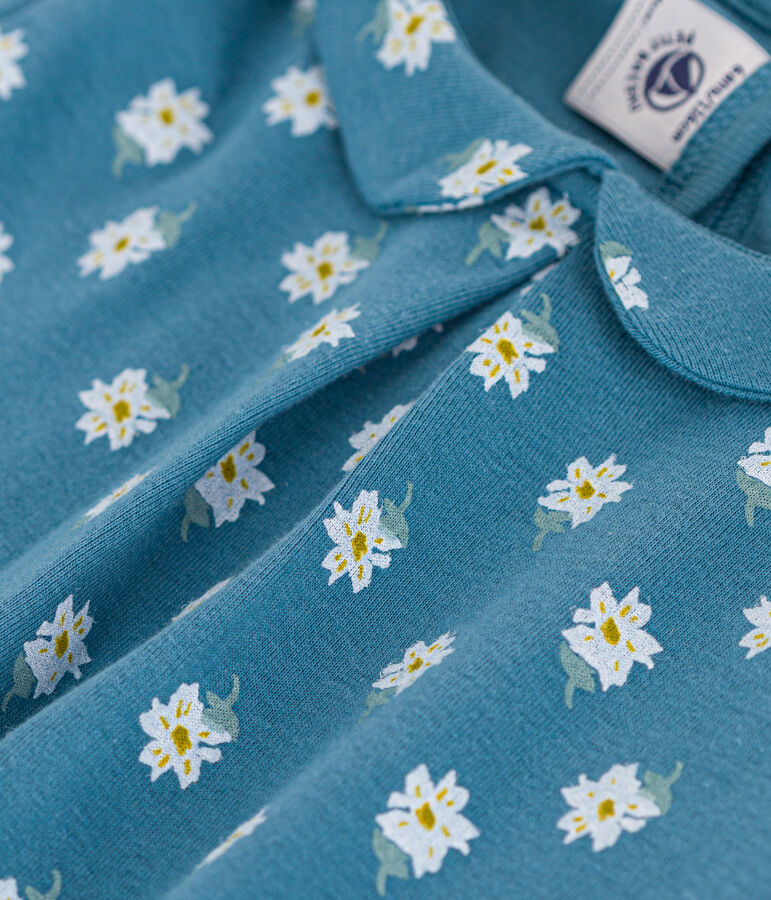 Blusa de algod&oacute;n con flores para ni&ntilde;a azul/multicolor