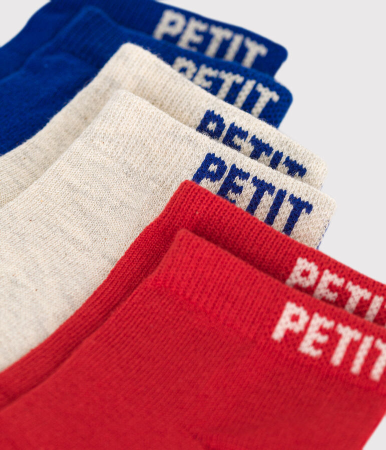 3 pares de calcetines infantiles lisos de algod&oacute;n variante 1