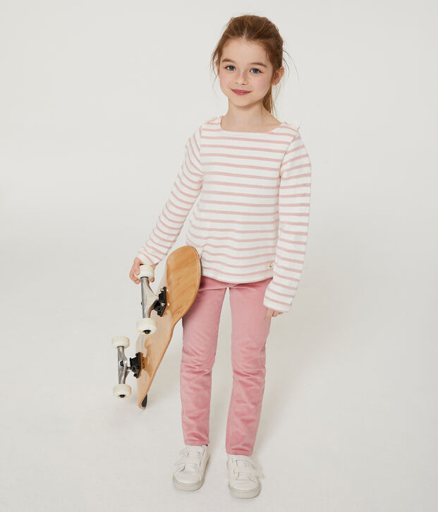 Jersey marinero de ni&ntilde;a blanco/rosa