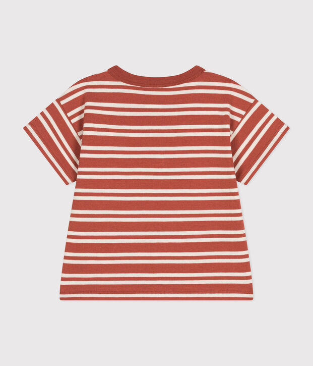 Camiseta de manga corta de punto para beb&eacute; marron/crudo