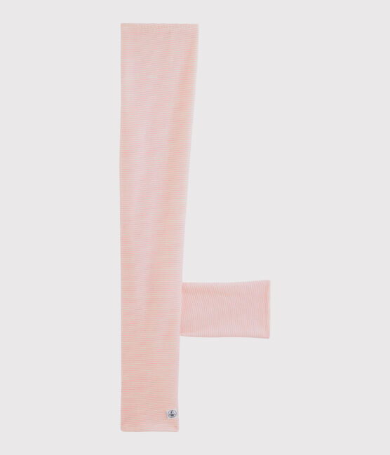 Leggings milrayas de lana y algodón para niña pequeña rosa CHARME/blanco MARSHMALLOW
