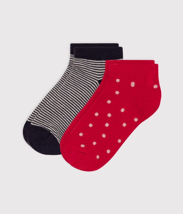 Juego de 2 pares de calcetines de punto de algod&oacute;n con lunares para ni&ntilde;os multicolor