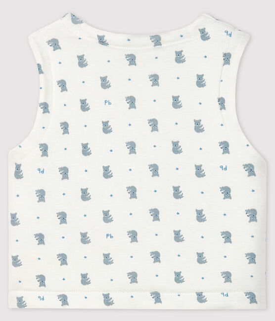 Chaleco reversible de algodón biológico enguatado blanco MARSHMALLOW+GRIS/ MULTICO
