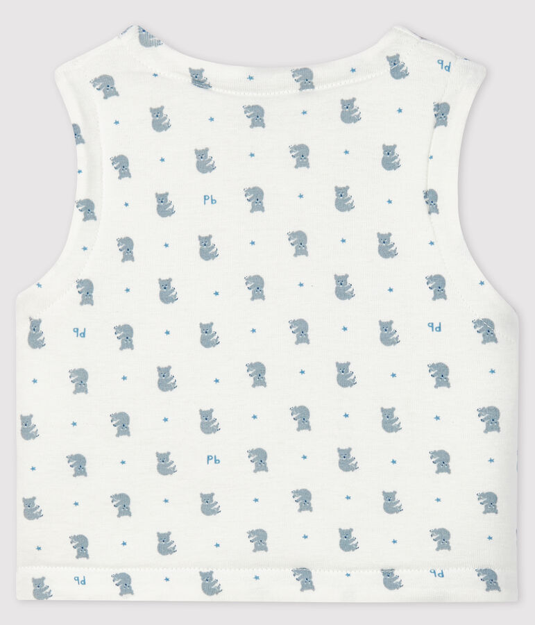 Chaleco reversible de algod&oacute;n biol&oacute;gico enguatado blanco/gris/multicolor