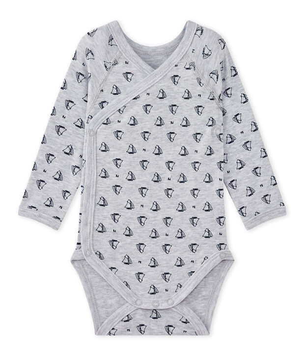 Body de nacimiento de manga larga estampado para beb&eacute; ni&ntilde;o gris/azul