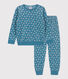 Pijama de terciopelo con flor para niña