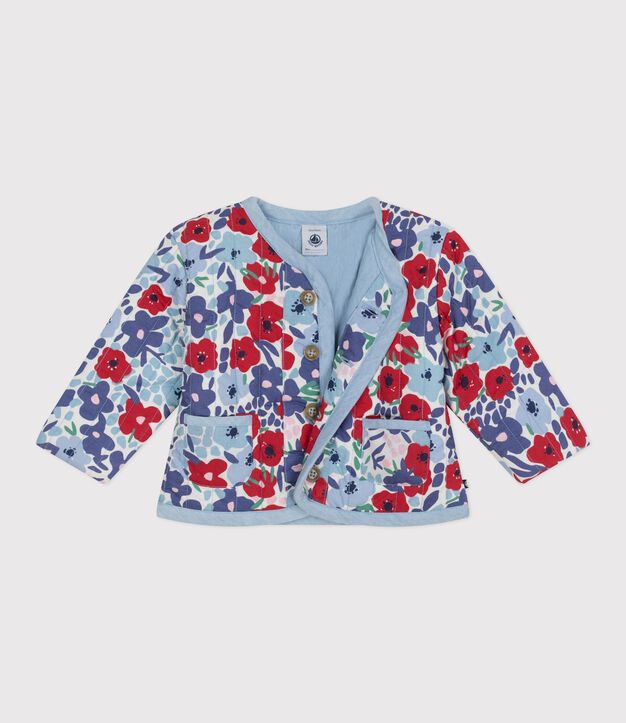 Chaqueta acolchada de algod&oacute;n para beb&eacute; con estampado de flores blanco/multicolor