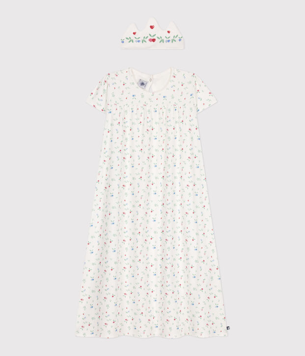 Camis&oacute;n disfraz y diadema infantil de algod&oacute;n blanco/multicolor