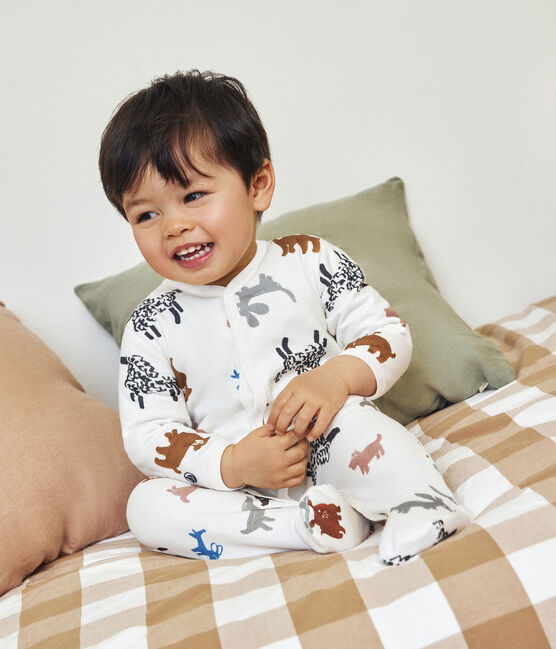Pijama de felpa con perros para bebé blanco MARSHMALLOW/blanco MULTICO