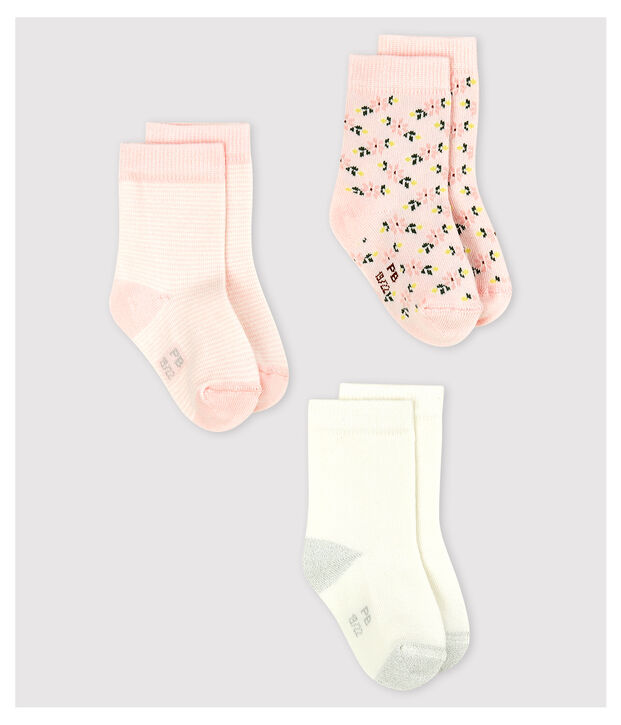 Lote de 3 pares de calcetines con dibujo de beb&eacute; ni&ntilde;a multicolor