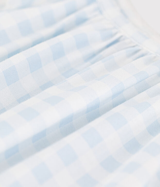 Camis&oacute;n de algod&oacute;n con estampado vichy para ni&ntilde;a blanco/azul
