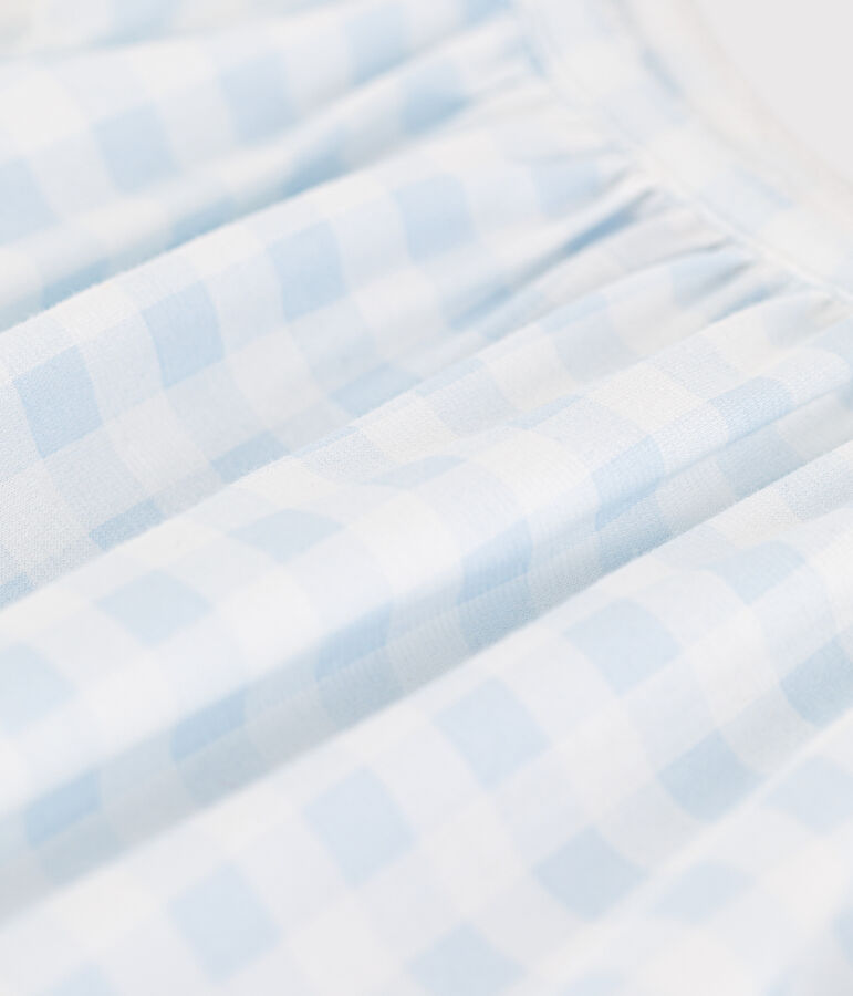 Camis&oacute;n de algod&oacute;n con estampado vichy para ni&ntilde;a blanco/azul