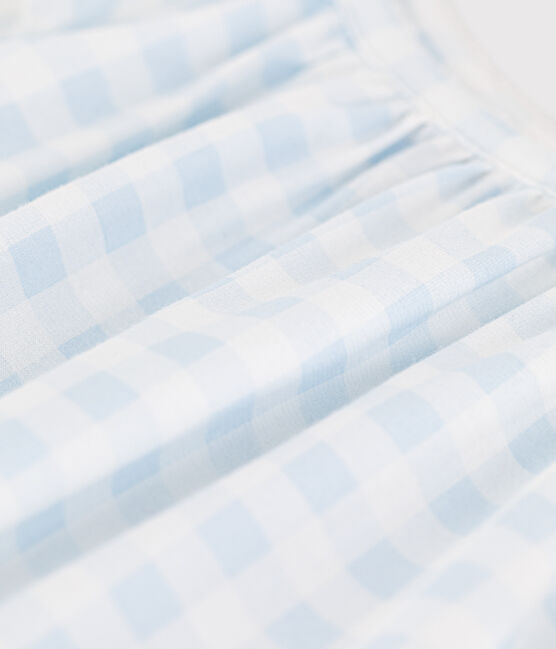 Camisón de algodón con estampado vichy para niña azul MARSHMALLOW/blanco GOMME