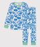Pijama con estampado vegetal de algodón de niño blanco MARSHMALLOW/azul BRASIER