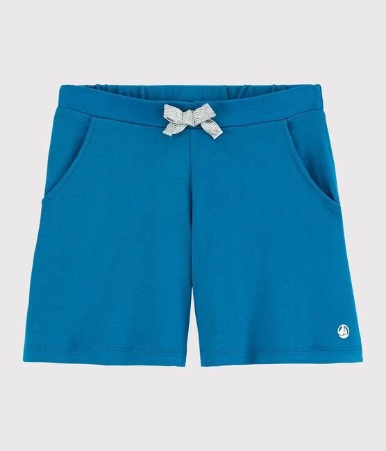 Pantalón corto de algodón de niña azul MYKONOS