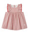 Vestido para bebé en popelina a rayas blanco LAIT/rojo TERKUIT