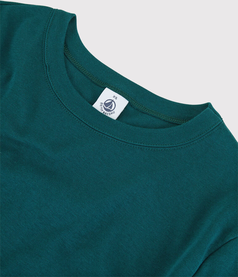 Camiseta de cuello redondo emblem&aacute;tica de algod&oacute;n de mujer verde