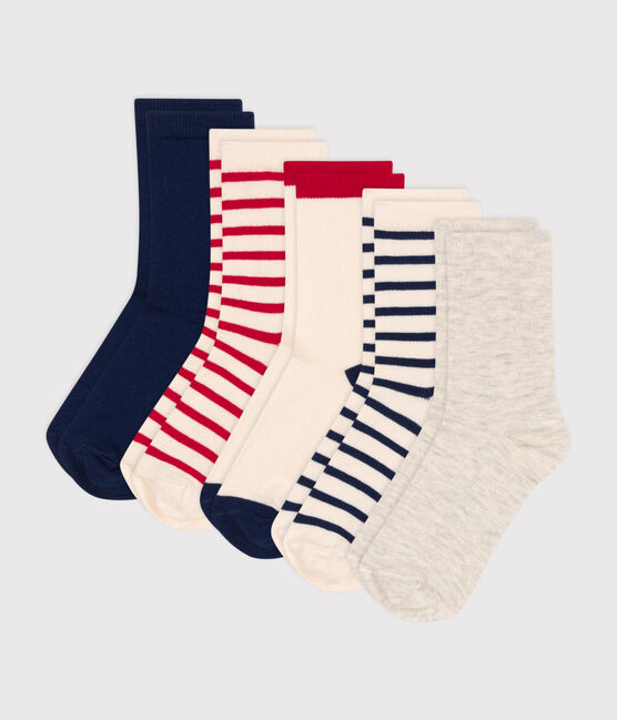 Juego de 5 pares de calcetines azul blanco rojo para niño/niña variante 1