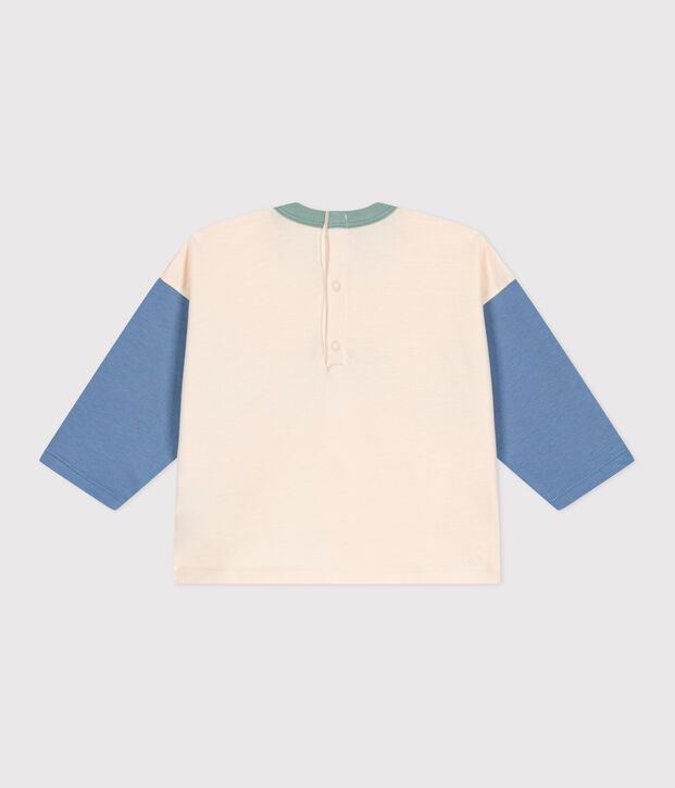 Camiseta de manga larga de punto fino para beb&eacute; azul/azul