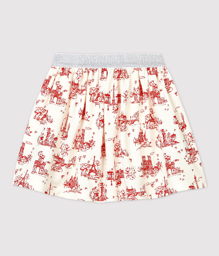 Falda de felpa para ni&ntilde;a blanco/rojo
