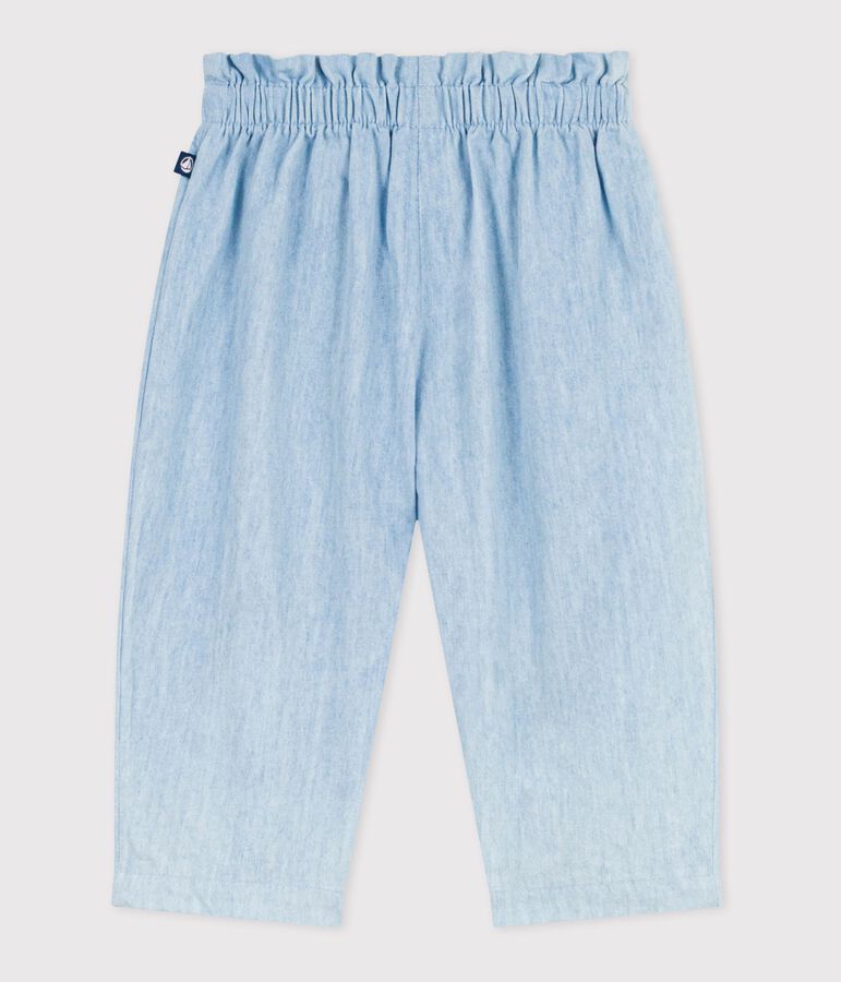 Pantal&oacute;n de chambray para beb&eacute; azul