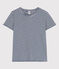 Camiseta LA RECTA de algodón con cuello redondo para mujer azul MEDIEVAL/blanco MARSHMALLOW