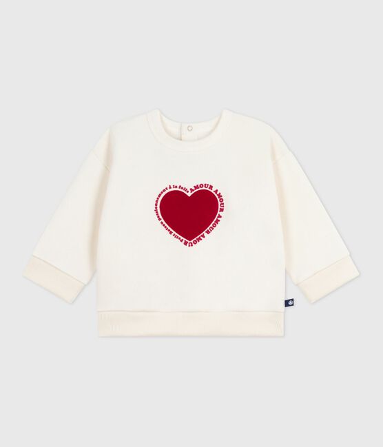 Sudadera de algodón con motivo de corazón para bebé crudo MILK